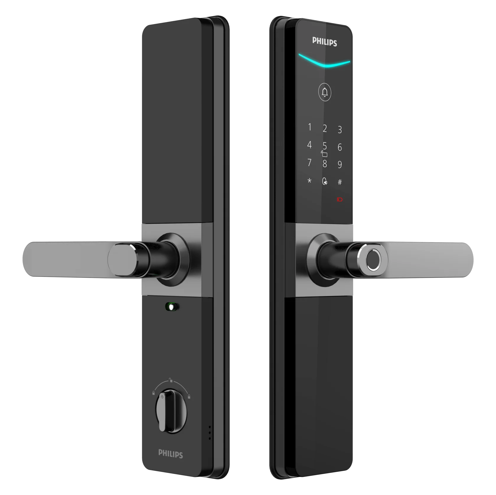 Philips DDL610-5HBS (чёрный) классический врезной умный замок с нажимной ручкой